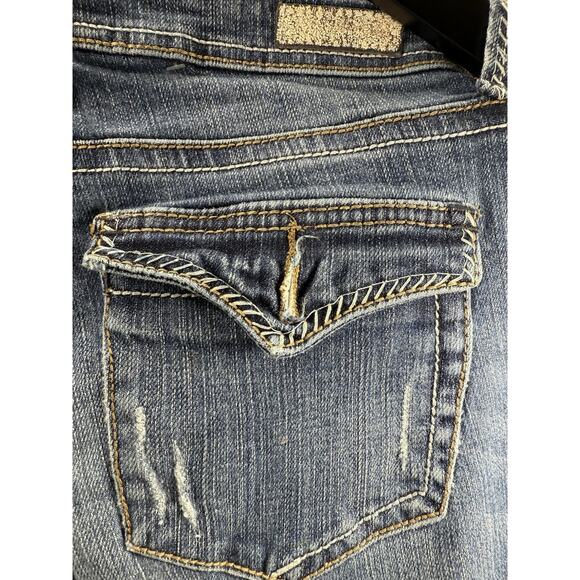 Itzme Premium Women’s Jeans Size 11 Stretch Blue Distressed Flap Pocket Straight - Picture 4 of 16